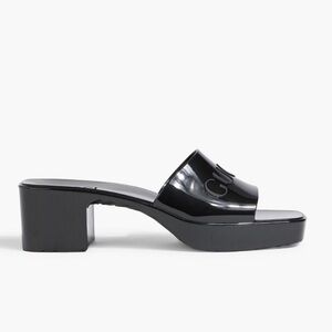 GUCCI RUBBER MULES IN BLACK WITH BLOCK HEEL AND LOGO ON VAMP SIZE EU 38